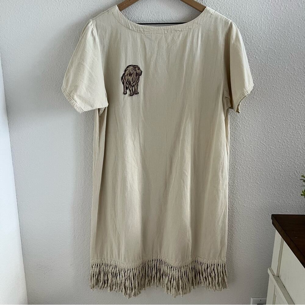 Vintage MGM Grand Las Vegas Safari Animal Dress Khaki Patch Large